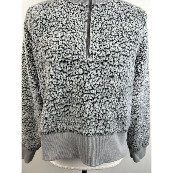 PINK by Victoria's Secret Gray Sherpa Quarter Zip Pullover Large - Picture 3 of 11